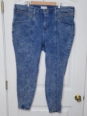 Lane Bryant Acid-Wash High-Rise Skinny Blue Jeans